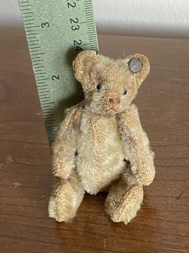 Steiff früher antiker Mohair Mini Bär 3,5" lang F Knopf selten Vorkrieg einmal weiß? - Bild 11 von 16