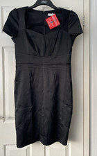 Todays Women Black Satin Beautifully detailed Short Dress Size UK 14  NEW