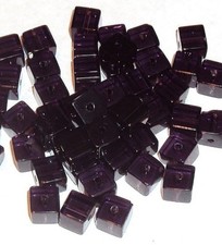 G689 Purple Amethyst 6mm Square Cube Crystal Glass Beads 24pc