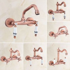 Antique Red Copper Kitchen Faucet Bathroom Sink Mixer Tap Wall Mounted ezh025
