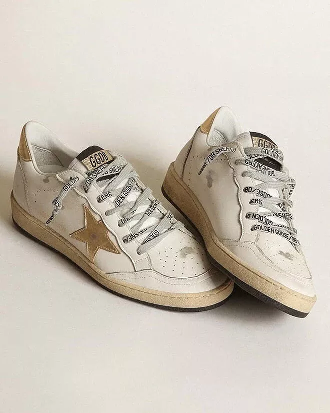 Golden Goose Ball Star Sneaker Milk White Leather/Gold sz 38 New in Box |  eBay