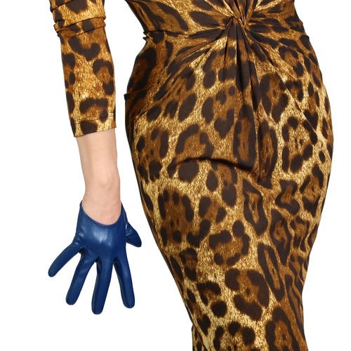 Unisex 38cm Navy Blue Puff Gloves Wide Sleeves Gauntlet Faux PU Leather Cosplay - Picture 9 of 12