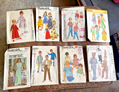 8 Vintage 1950s-1970s Clothes Sewing Patterns Child Size 4 Boy & Girl Top Suit +