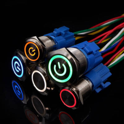 2PCS Latching Push Button Power Switch 16mm 12V LED ON OFF Waterproof Stainless