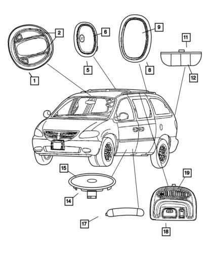 Lente de lámpara de puerta delantera para Chrysler Town & Country 2001-2007 (N/P 5016931AA)
