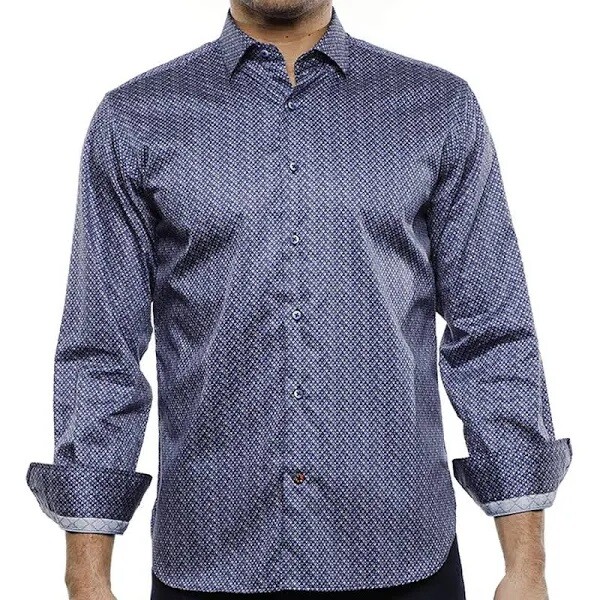 Мужская рубашка Luciano Visconti сине-белого цвета, Размер XL