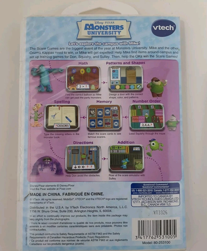 Vtech Disney Pixar Monsters University Mobigo Touch Learning System Game SEALED - Image 3 of 4