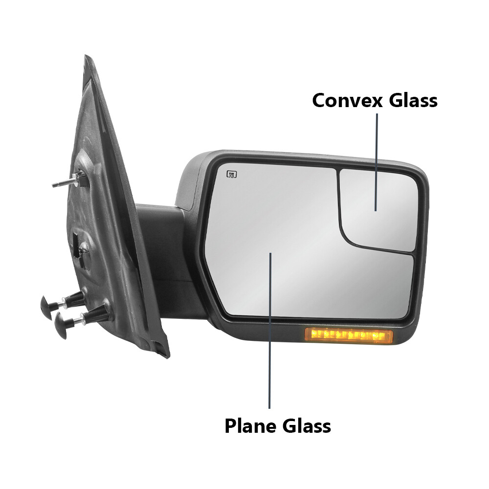 Ford F150 Towing Mirror - Passenger Side Manual - Fits 2004-2014 Models - Power Heated With Turn Signal & Puddle Light - View #3