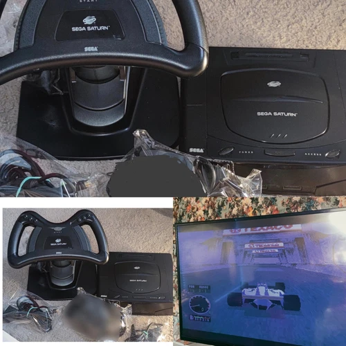 SEGA SATURN Konsole 1. Gen + orig. Arcade Racing Lenkrad - geprüft & Gereinigt