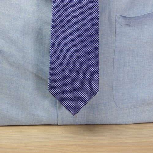Lauren Ralph Lauren RLL Neck Tie Mens Blue Solid Check Silk Wedding Formal Party - Picture 4 of 10