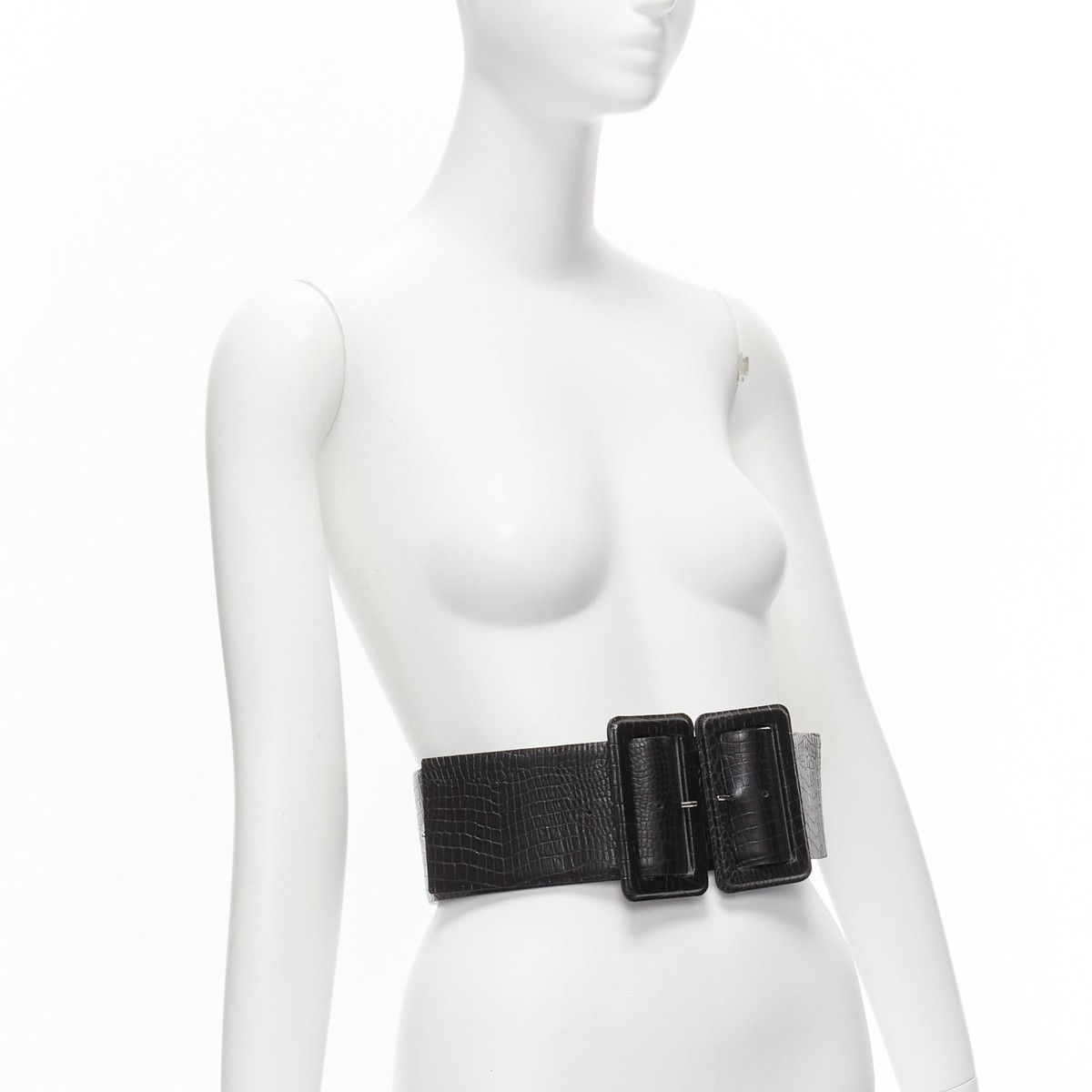 TOGA ARCHIVES black wide embossed leather buckle statement TOGA ARCHIVES black wide embossed leather buckle statement