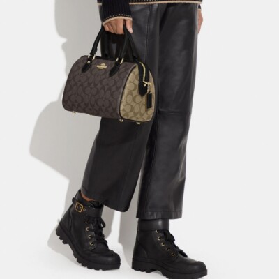 Coach F83607 Signature Rowan Satchel Handbag - Black