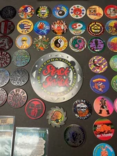 Vintage 90s Pog  Lot Slammers Bottle Tops Skulls 8 Balls Stack n Smack Case More