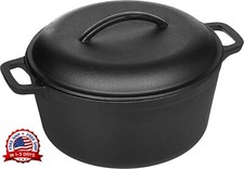 Cast Iron Dutch Oven lodge with Pot lid Seasoned castiron Kitchen 5Qt Quart NEW