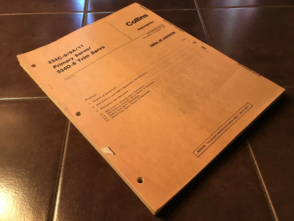 Manual de servicio Collins 334C-9/9A/11 y 334D-6 servos Foto 3 de 4