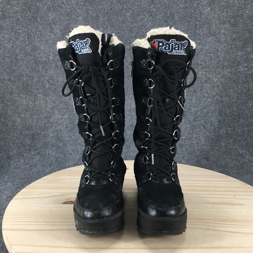 Pajar Waterproof Winter Boots Womens 7-7.5 Greenland Black Leather Side Zip Mid - Picture 4 of 17