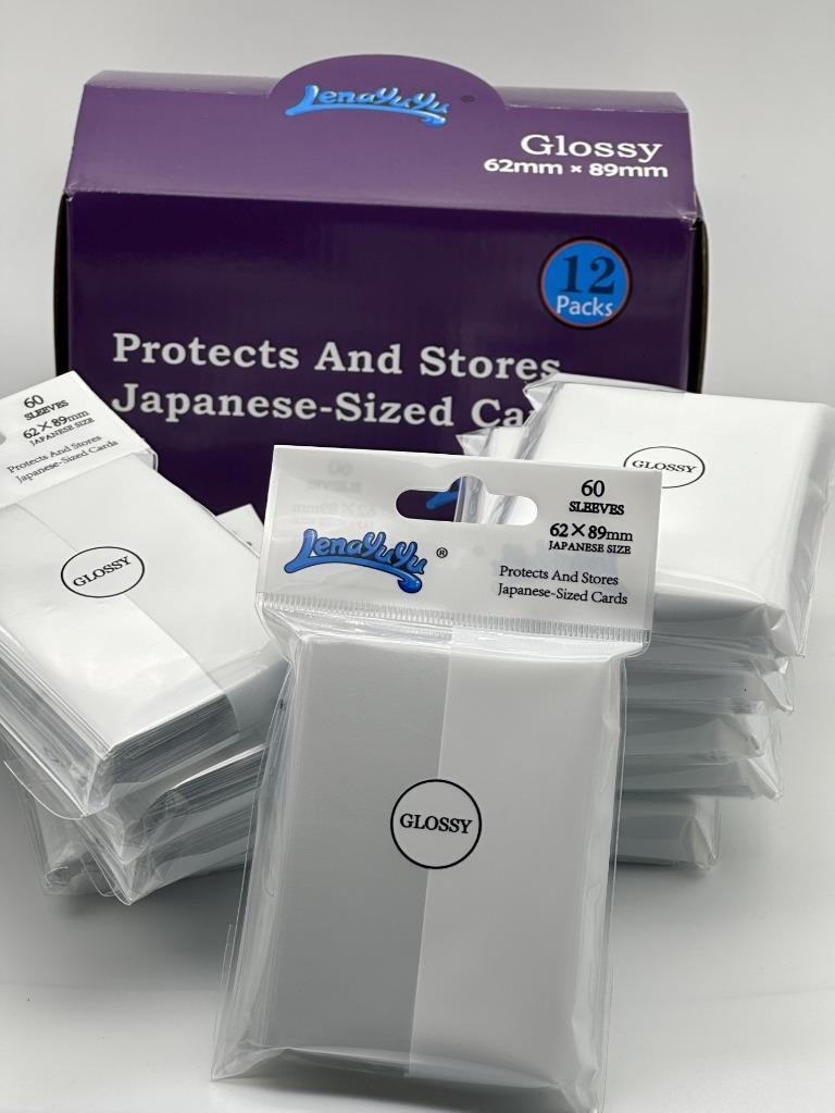 1 Box of 720 Counts-12packs White Color Front Glossy Japanese Small Card  Sleeves