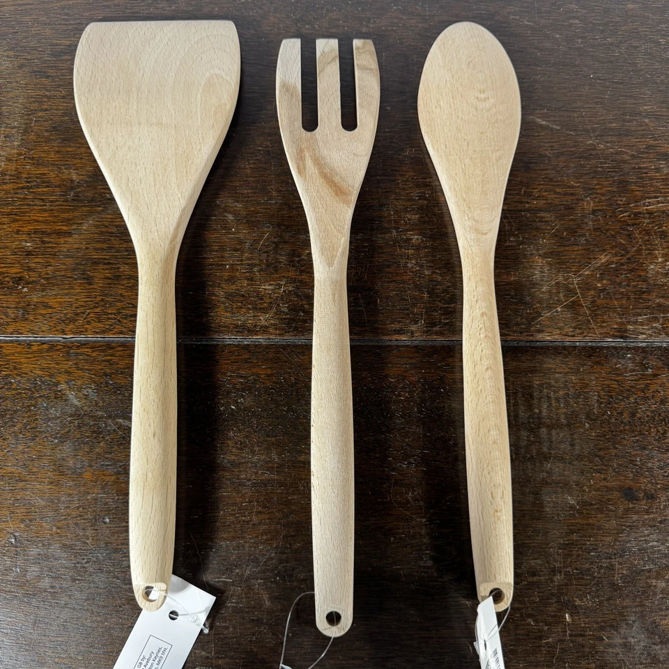3 piezas Cuchara de madera de bambú Tenedor Espátula Cocina Utensilios Mezcladores IKEA de SUECIA NUEVO Foto 3 de 4