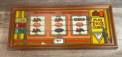 Framed Vintage 1970s Slot Machine Belly Glass Casino Wall Decor Mancave Wall Art