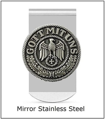 GOTT MIT UNS ''God is with Us'' Money Clip - German emblem - mirror stainless clip
