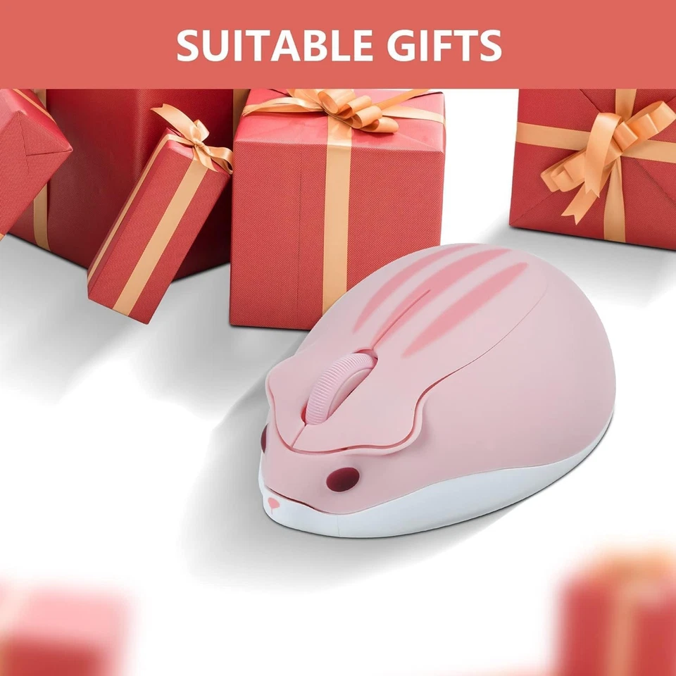 Wireless Hamster Shape Mouse, 1200DPI Low Noise Optical Pink With USB  - Image 3 of 4