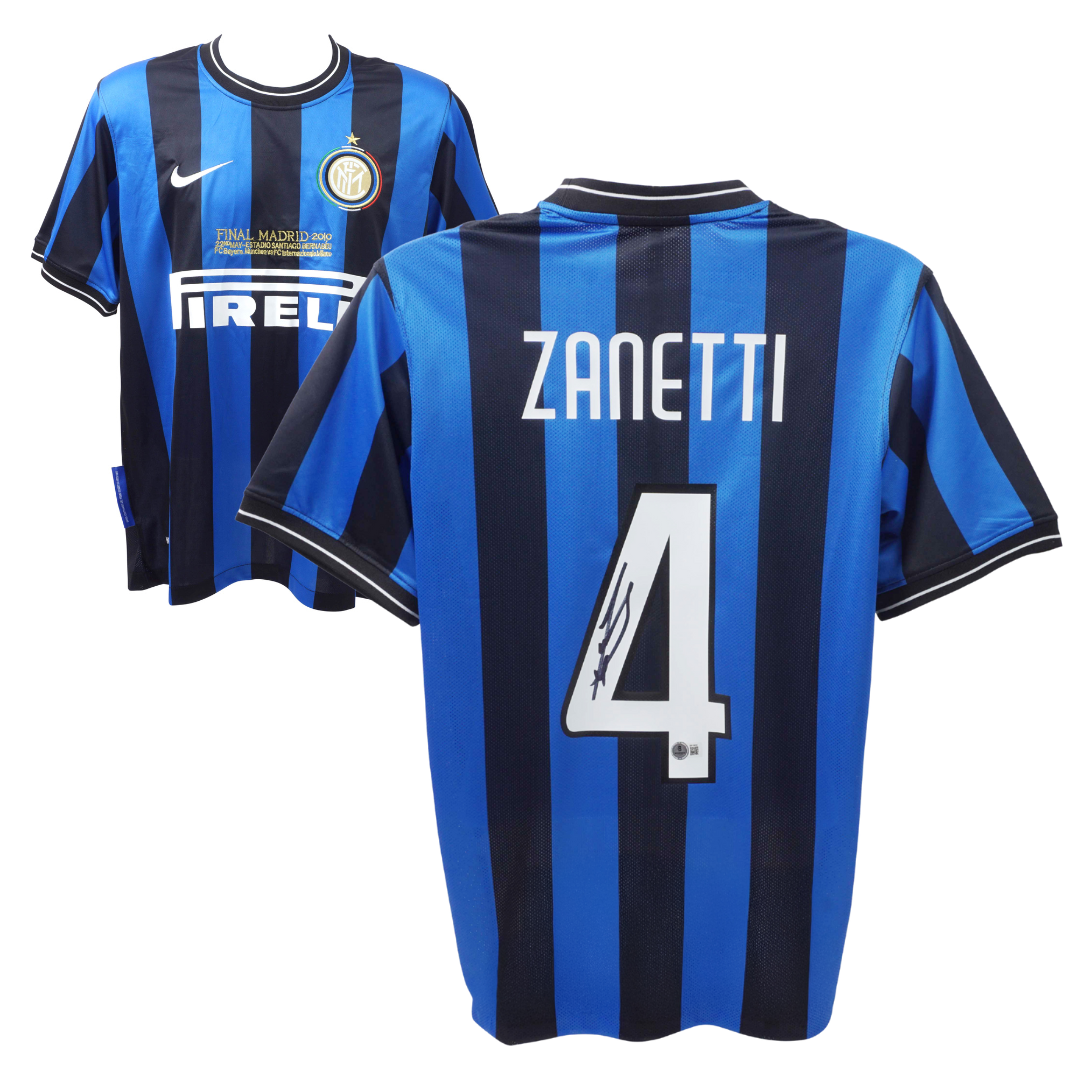 Javier Zanetti Signed Inter Milan Home Soccer Jersey #4 with