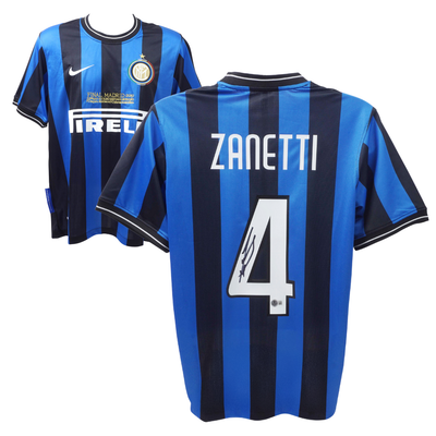 Javier Zanetti Signed Inter Milan Home Soccer Jersey #4 with