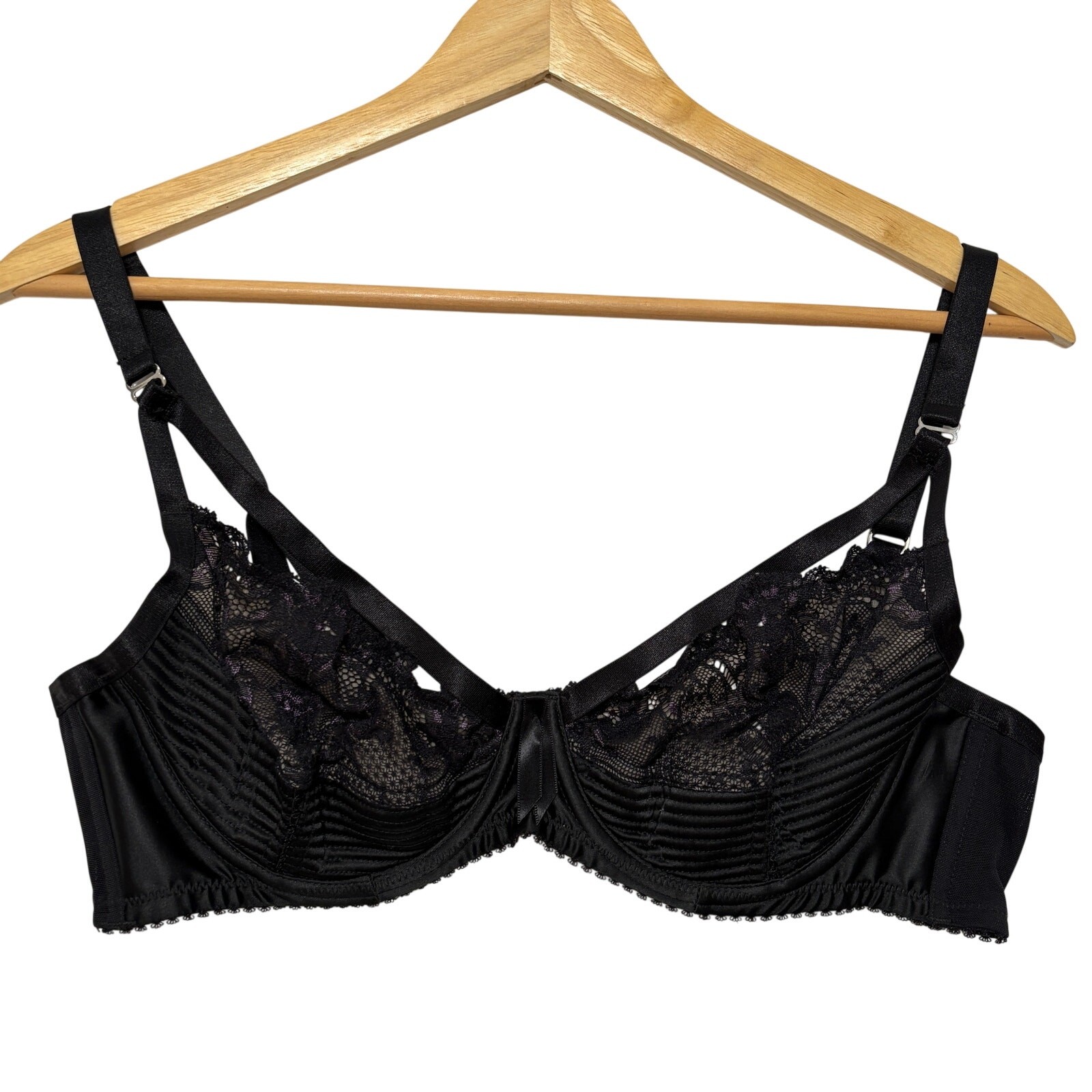 Agent Provocateur Cut Tag Underwire Ruffled Embroidered Mesh Bra Black 34D