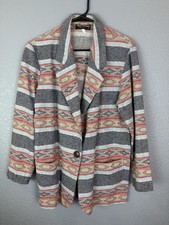 Vintage Chad Stevens Blazer Womens Medium Southwestern Stripe USA Jacket 90s