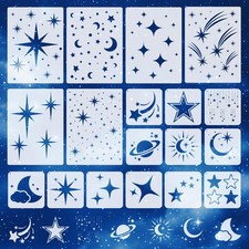 18pcs Large Star Stencils 16" x 11.7" and Small 5.4" x 5.4" , White