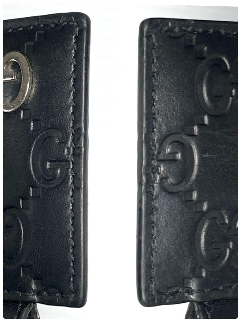 Gucci Shima Leather Key Ring Interlocking Black w… - image 6