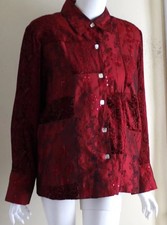 Coldwater Creek Sz M Rich Silk Paisley Velvet Burnout Blazer Jacket Lux Art-Wear
