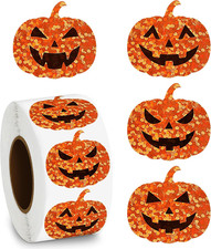 600Pcs Laser Pumpkin Stickers, Halloween Sticker for Halloween Party Favors
