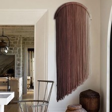 Macrame Boho Wall Decor - Pink Yarn Wall Hanging, 20" Circle Hoop