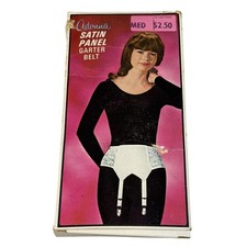 Vintage Adonna Garter Belt Womens Medium White Satin Panel High Waist Lace 60s