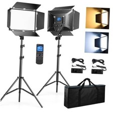 D50 Photography Lighting with Barn Door, 2-Pack 15.4" LED Video Light with