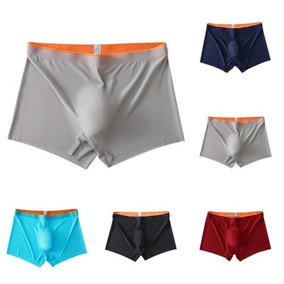 Ultradünne Ice Silk Seamless Trunks für Herren 5D Bulge Pouch Boxershorts