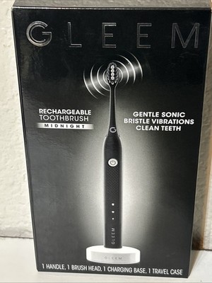 GLEEM Rechargeable Electric Toothbrush Midnight Black w/ Travel Case NEW (d5)