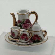 Miniature Porcelain Tea Set Rose Floral Design