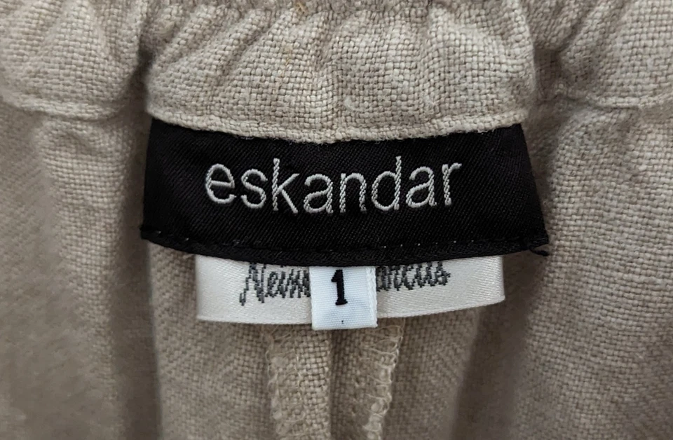 Eskandar Linen A-Line Midi Skirt Women's Size 1 (US 10-12) Oatmeal Tan Skirt - Image 3 of 4