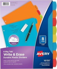 Big Tab(TM) Write/Erase Durable Plastic Dividers 8.5x11in 8TabMulticolorBrights