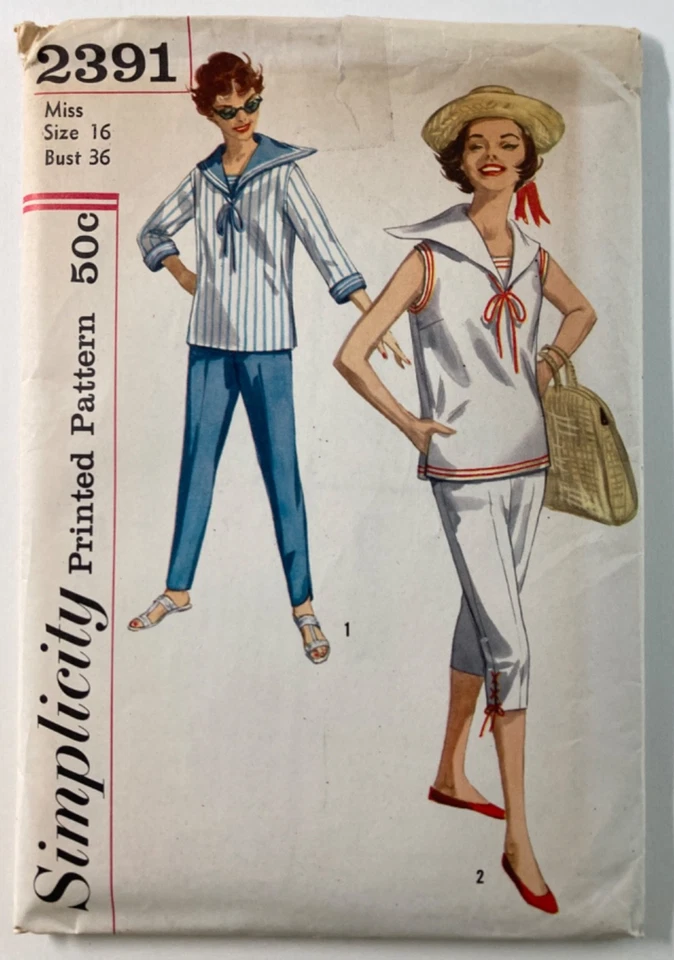 1950s Simplicity Pattern 2391 Sailor Blouse & Peddle Pushers Sz 16 Uncut FF - Image 4 of 4