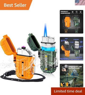 2 Pack Waterproof Outdoor Lighter, Windproof Torch Lighters Butane Refillable...