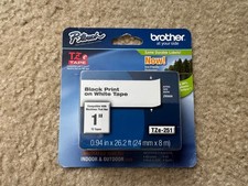 Brother P-Touch TZe Tape Black Print on White Tape 1" 24mm x 8m TZe-251