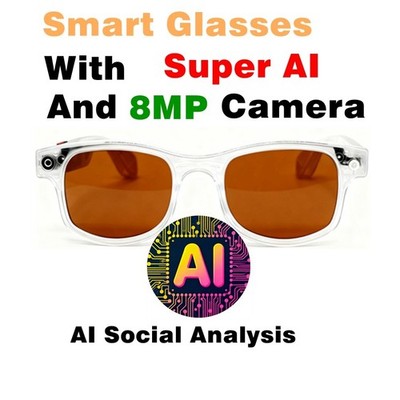 AI Smart Glasses: 8MP Camera, Video, 100+ Languages Translation, Bluetooth Call