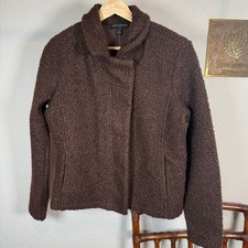 Banana Republic Womens Brown Boucle Knit Asymmetrical Snap Jacket Small S