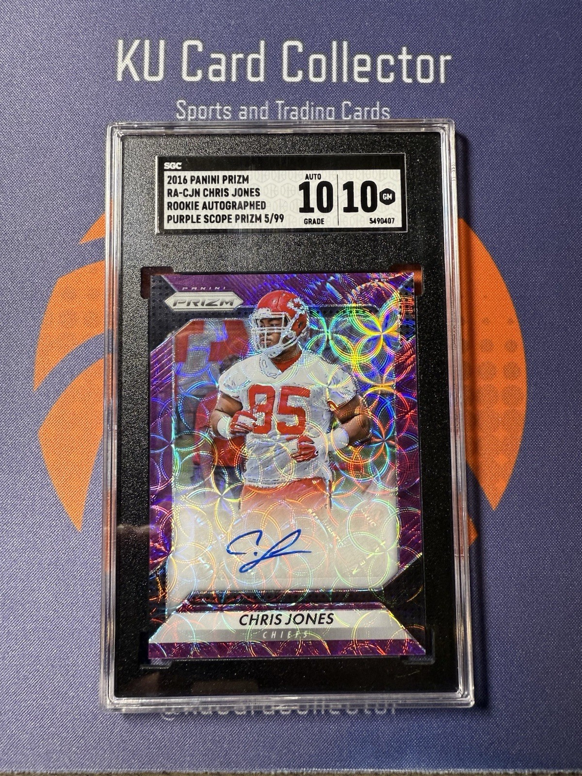 Chris Jones Panini Prizm Rookie Autograph Prizm #RACJN Purple Scope