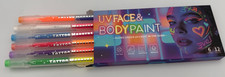 UV Face Body Paint Glow In Dark Tattoo Markers 6 Pieces 12 Colors With Stencil
