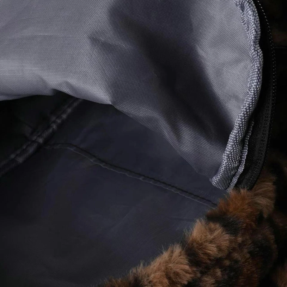 Unisex faux fur leopard print furry backpack — 第 4/4 张图片
