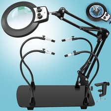 Helping Hands Soldering Station, 10X Magnifying Glass with Light and Stand